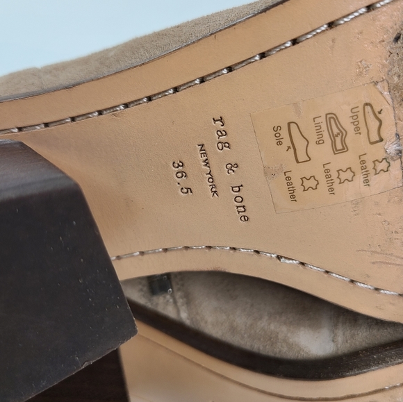 Rag & Bone Beige Suede Razor Booties sz 36.5 - Picture 7 of 9
